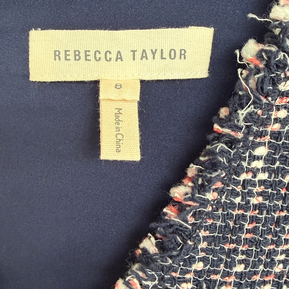 Rebecca Taylor Blue/Pink Sleeveless Tweed Fit & Flare Dress Size 8 - Picture 3 of 14